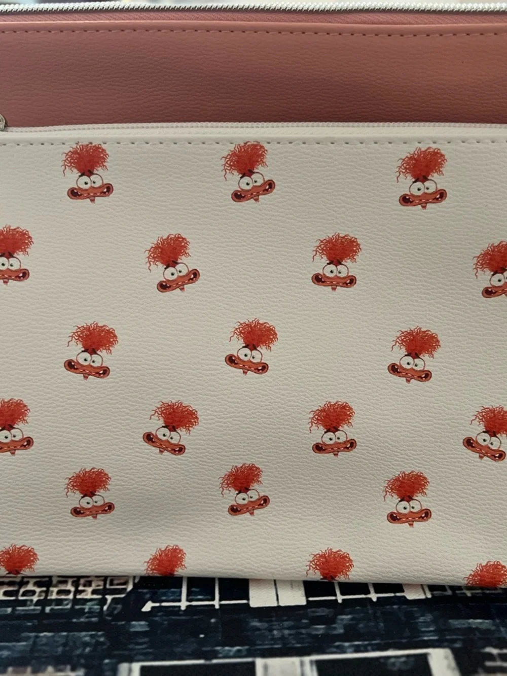 Primark Pink and Cream Kids Character Pouch - 'Anxiety' Print